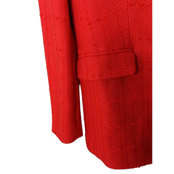 Ann Taylor Red Tweed Blazer Jacket Size 6 Double Breasted Textured Workwear - Picture 8 of 15